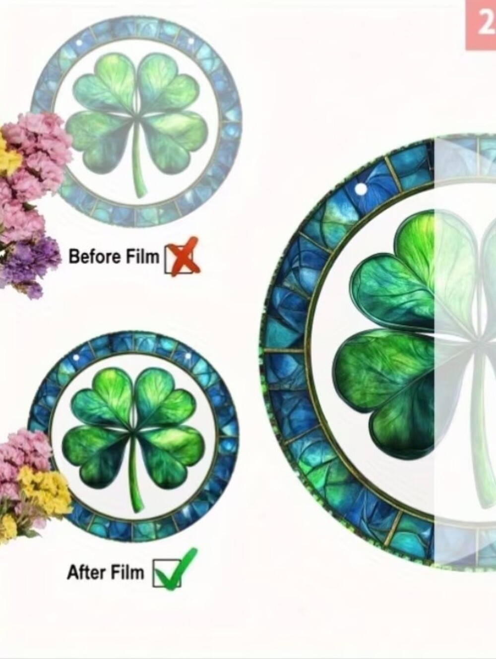 Green Stained Acrylic Four-Leaf Clover Hanging Wall Accent - Picture 3 of 8